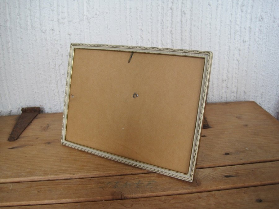 Vintage Fotoram Metallram Med Kupat Glas 18 x 13