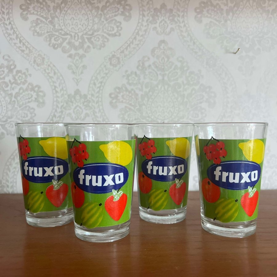 4st Fruxo glas dricksglas • Kök Samlarglas Kul Design Godis Reklam Samlarobjekt