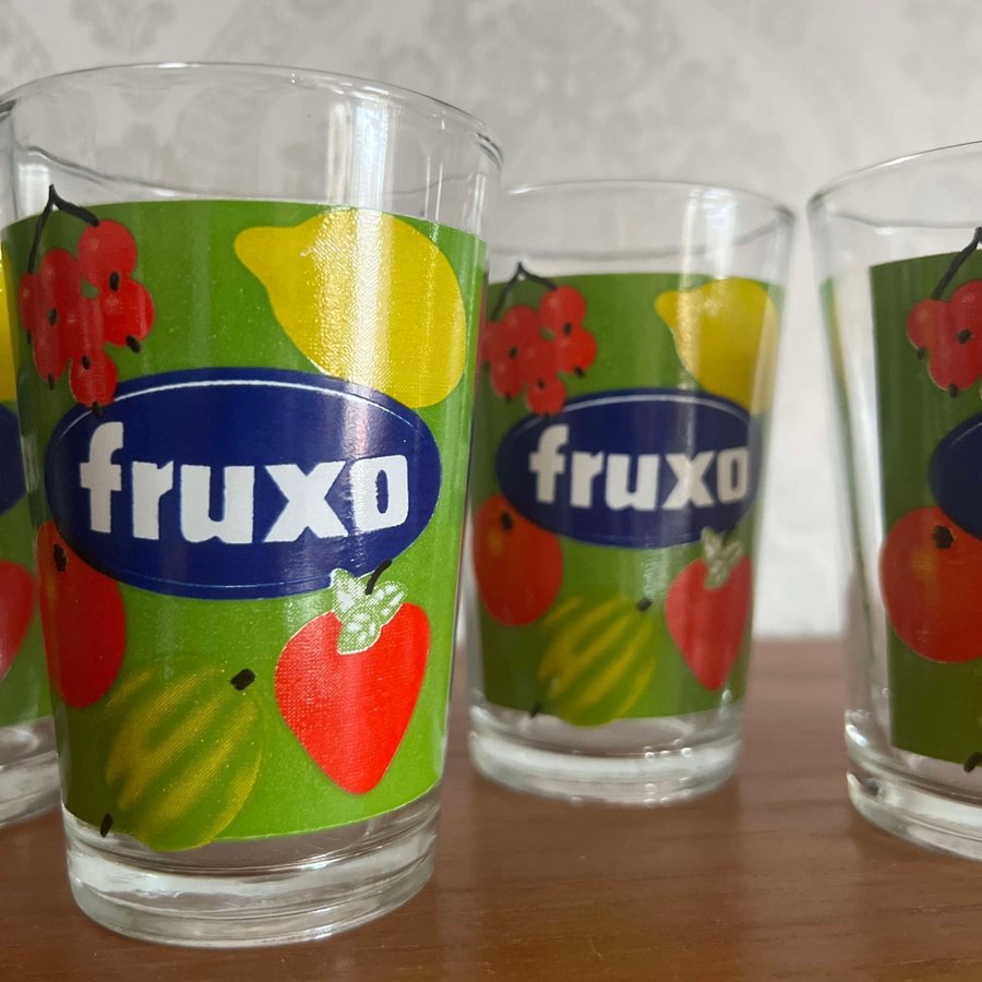 4st Fruxo glas dricksglas • Kök Samlarglas Kul Design Godis Reklam Samlarobjekt