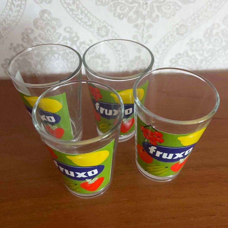 4st Fruxo glas dricksglas • Kök Samlarglas Kul Design Godis Reklam Samlarobjekt