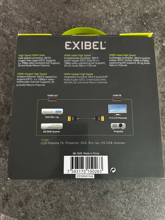 HDMI-kabel 10m Exibel 38-1625