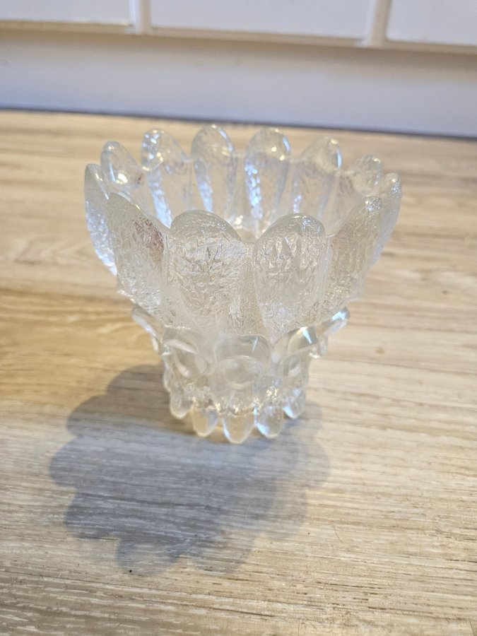 Vintage, Ingrid Hütte Tyskland, Vas skål ljuslykta Retro glas glasvas