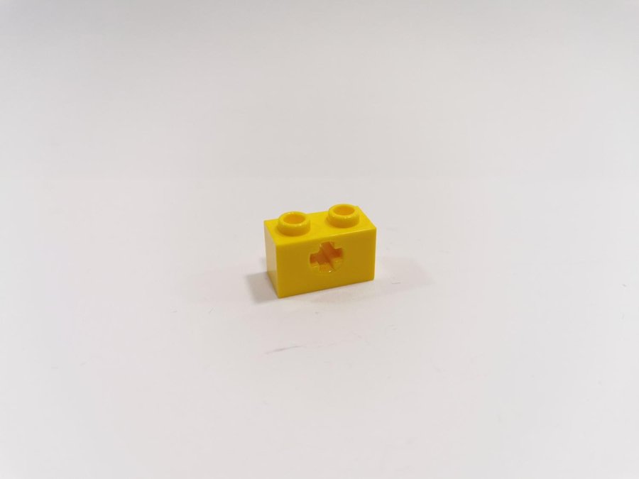 Lego - brick - modifierad - technic - kryss - 1x2 - part 32064 - gul