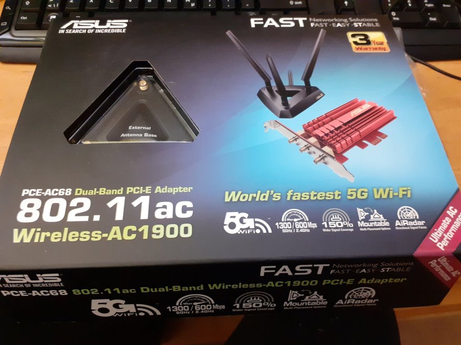 ASUS PCE-AC68 802.11ac Dual-Band Wireless-AC1900 PCI-E Adapter