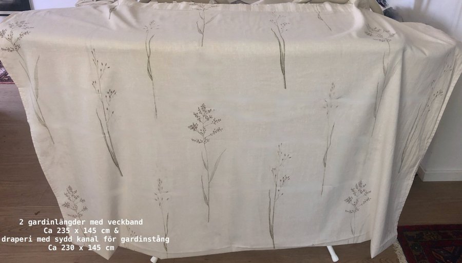 Beige gardiner  draperi tryck från naturen/växtvärlden/ax/gräs/vilda blommor