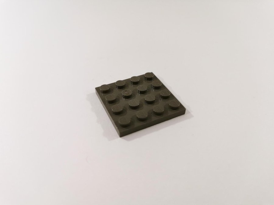 Lego - platta - plate - 4x4 - part 3031 - mörkgrå (old dark gray)