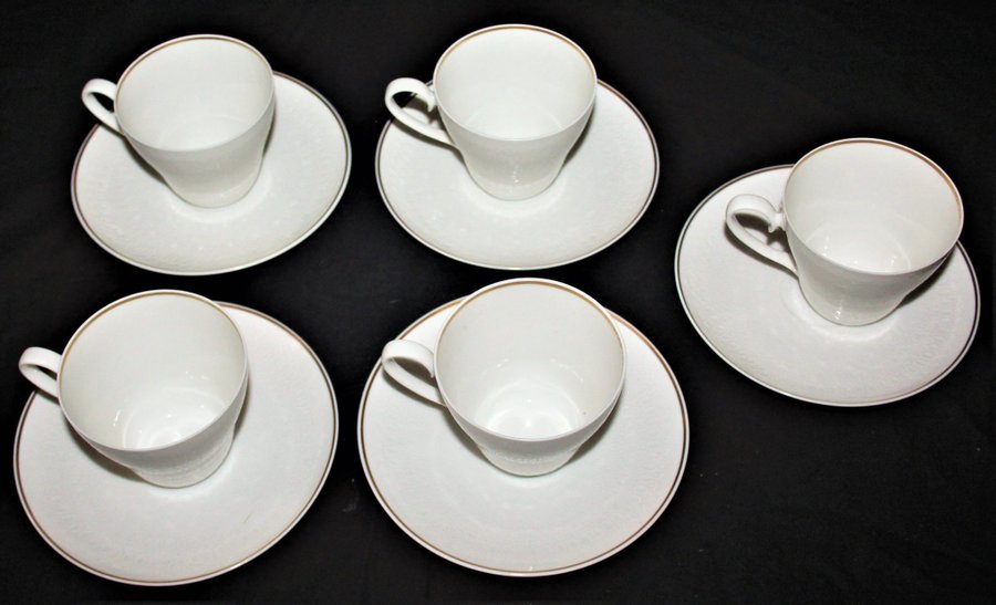 5 st Rosenthal White Romance Björn Wiinblad Kaffekopp med fat 1970-tal Nyskick