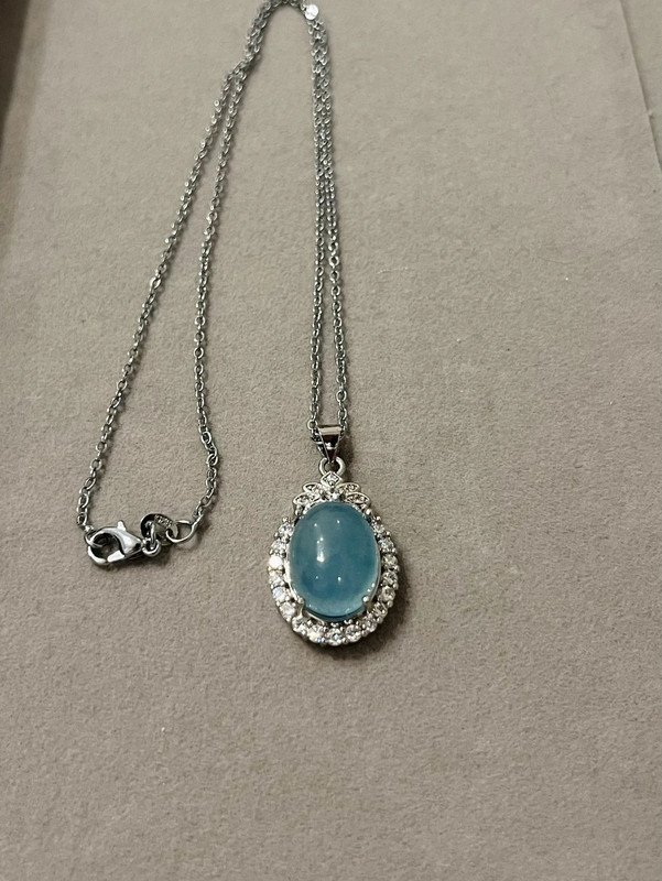 Sterling Silver Necklace with Aquamarine Gemstone