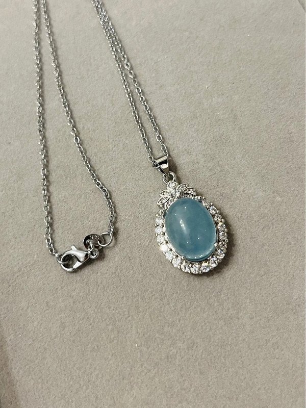 Sterling Silver Necklace with Aquamarine Gemstone