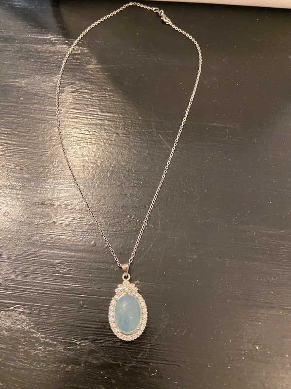 Sterling Silver Necklace with Aquamarine Gemstone