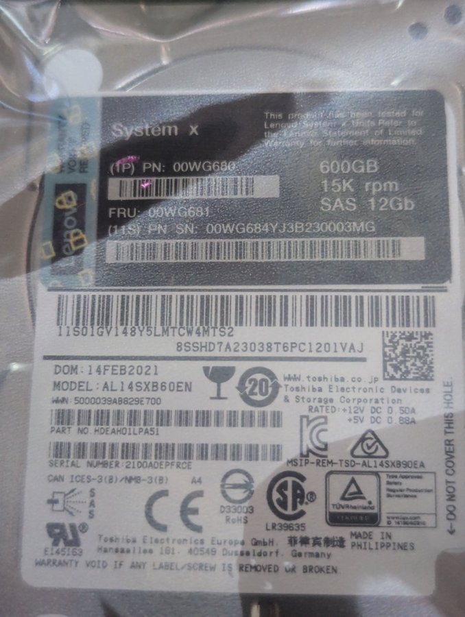 Lenovo 600GB 15K 2.5 Inch HDD, 2.5", 600 GB, 15000 rpm