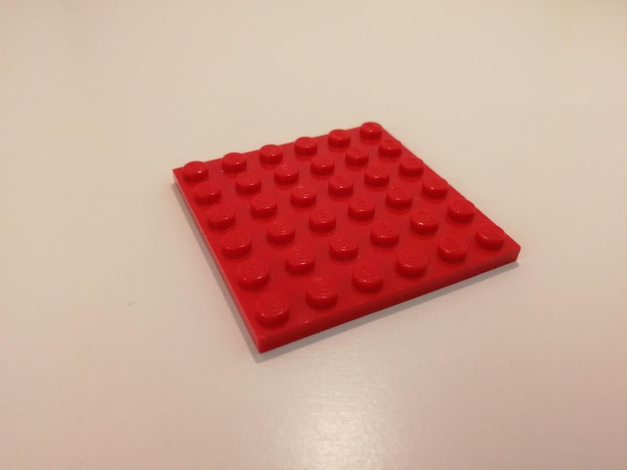 Lego - platta - plate - 6x6 - part 3958 - röd