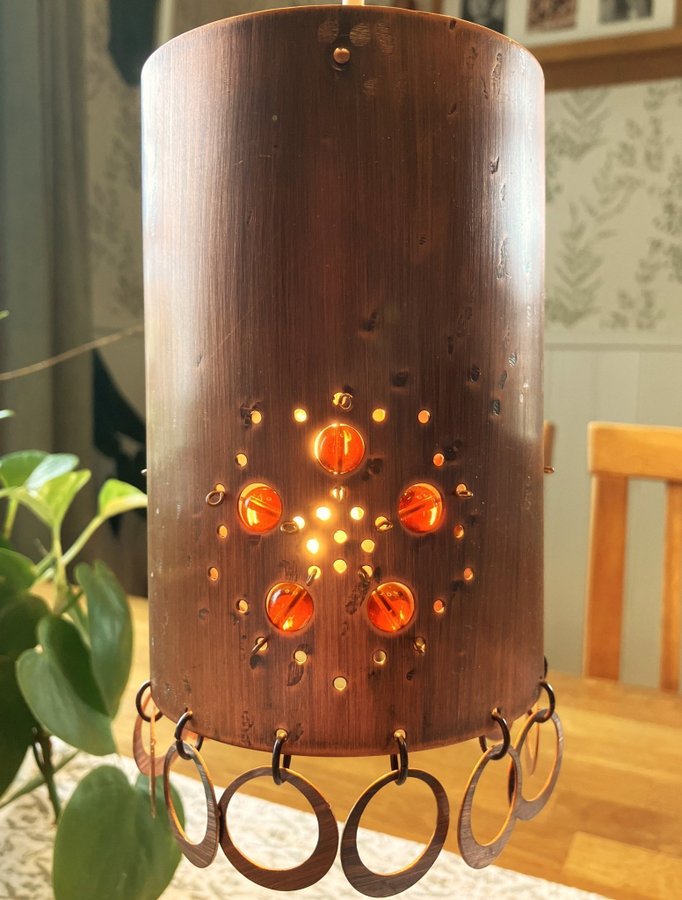 Fönsterlampa koppar glas retro vintage Hållhägnen Byske 60-tal 70-tal