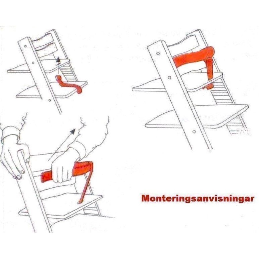 NY ÄKTA LÄDERREM (Röd) Skinn BYGEL-REM till STOKKE Tripp Trapp Barnstol