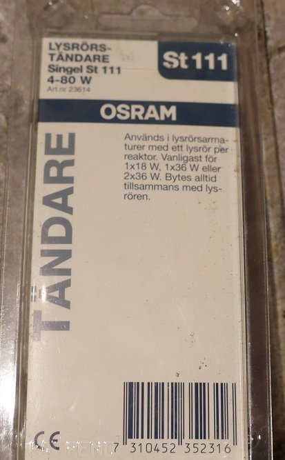 OSRAM Lysrörs-Tändare Singel St 111 4-80 W