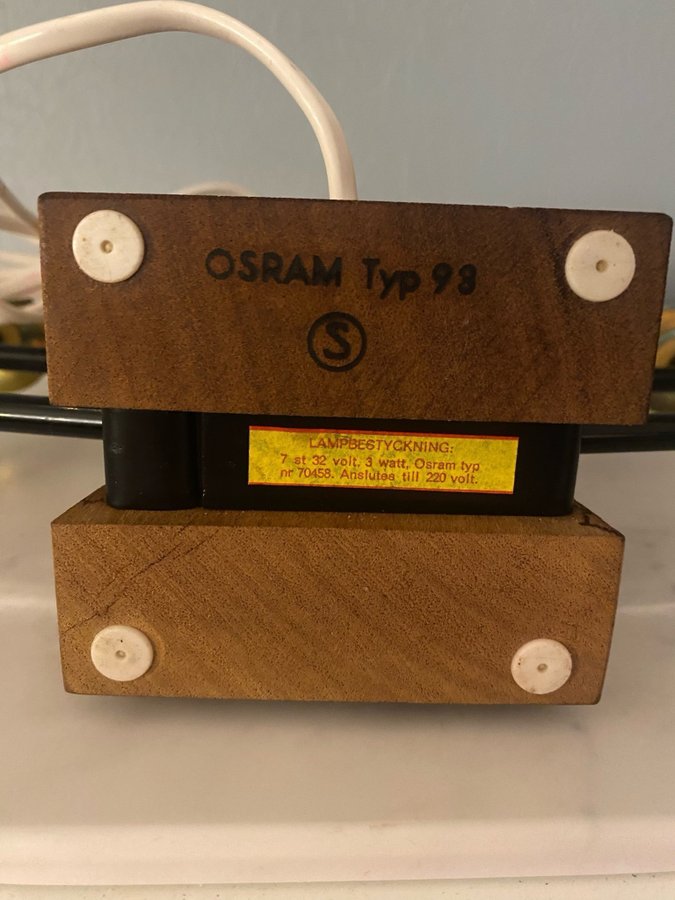 Osram Anna 93 teak adventsljusstake med glas prisma retro vintage