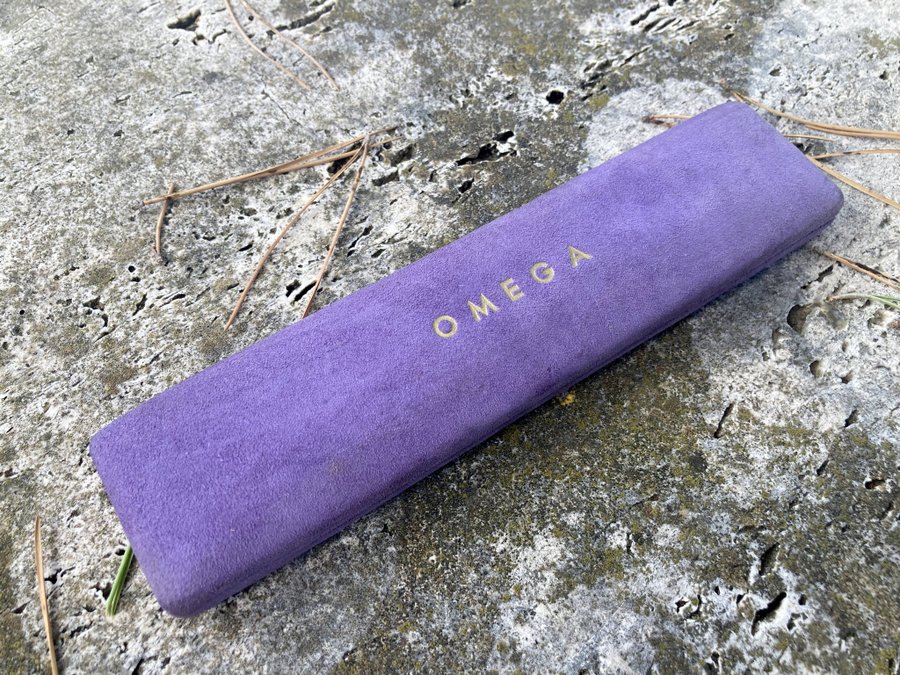 Unusual 50s Omega violet colour Swiss Made watch box