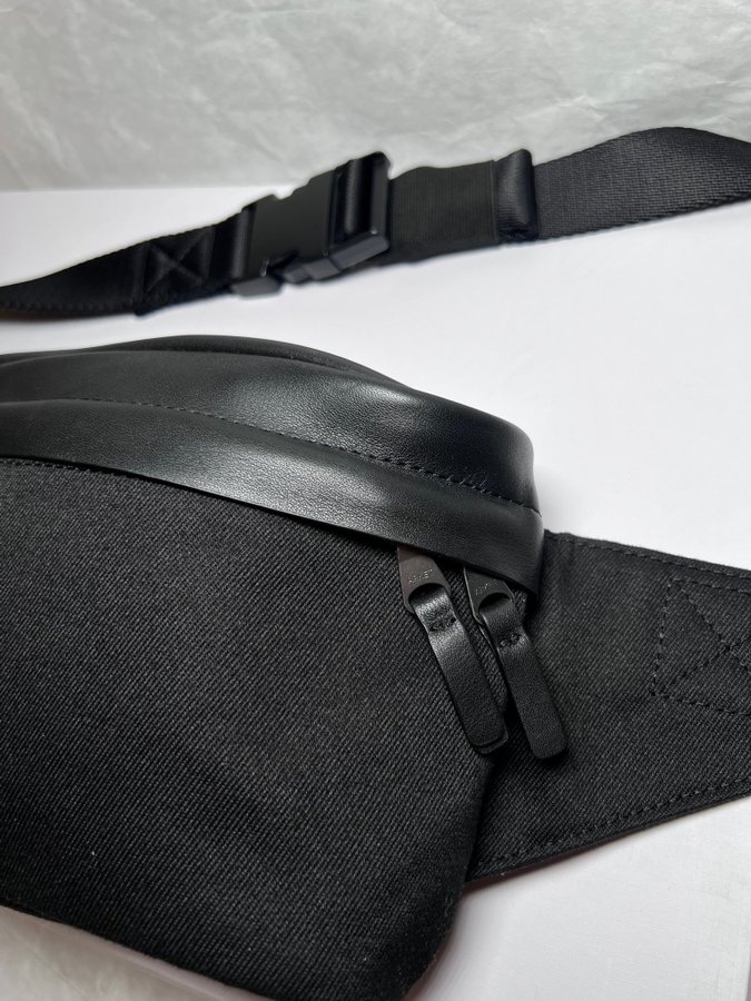 ARKET Black Leather-Detail Crossbody Bag