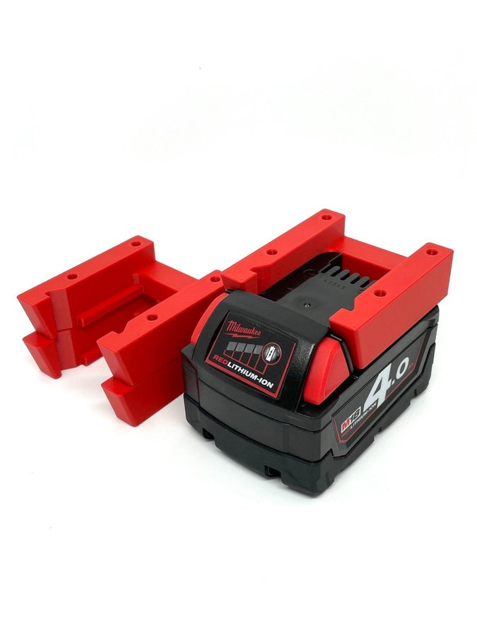 3 st Batterihållare Milwaukee M18 Röd