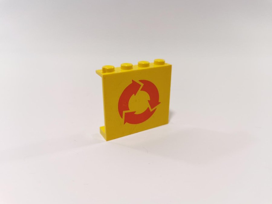 Lego - tryck - panel - 1x4x3 - part 4215 - återvinning - gul