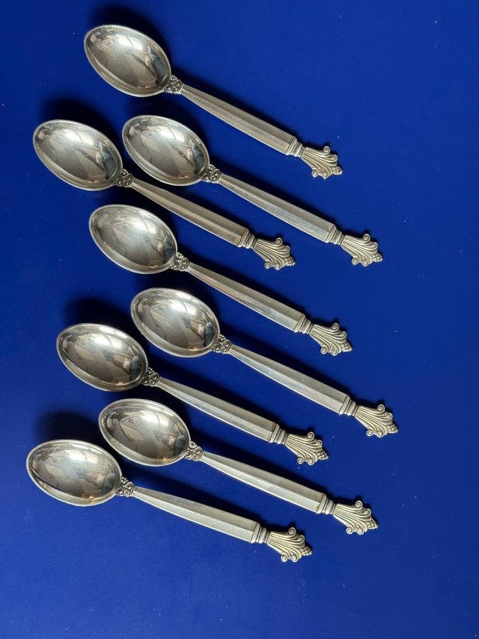 8 st Georg Jensen Dronning/Acantus kaffeskedar