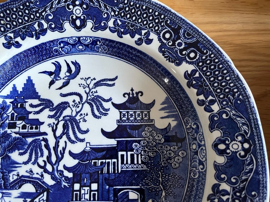 Blue Willow Burleigh Ware Burslem England 4 djupa tallrikar