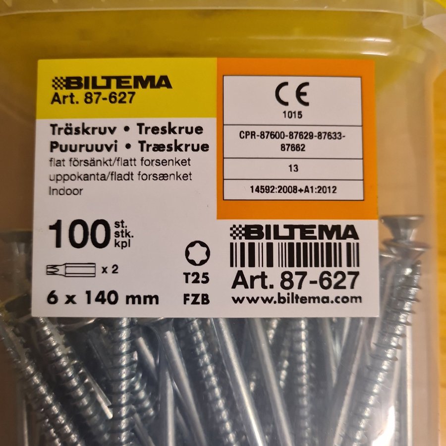 Biltema Träskruv 6x140mm ca 100st