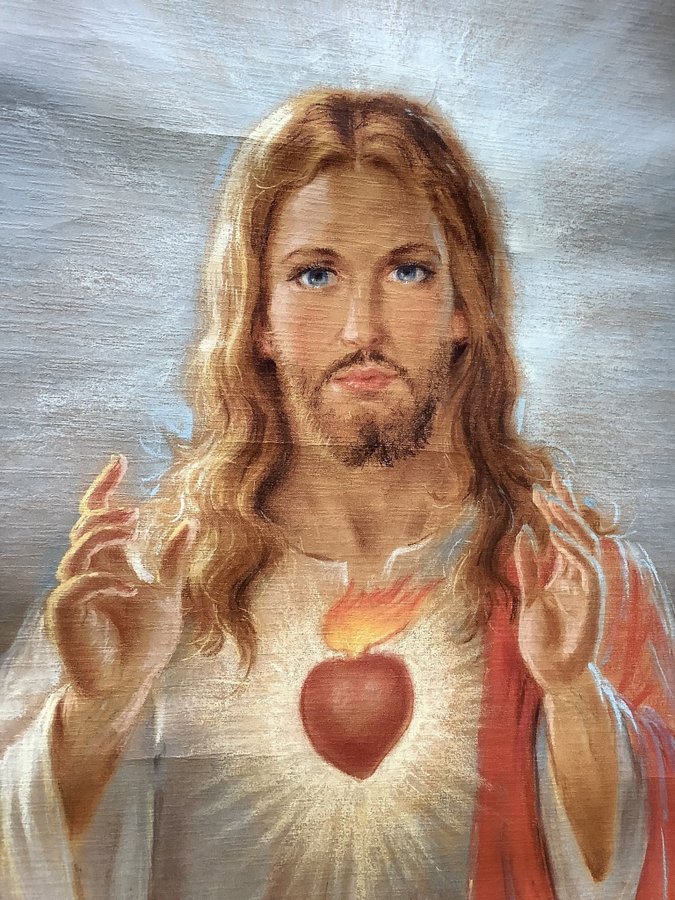 Jesus plansch reproduktion konstnär C Parisi Kristus poster 70cm x 50cm vintage