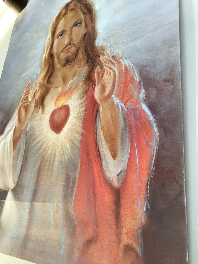 Jesus plansch reproduktion konstnär C Parisi Kristus poster 70cm x 50cm vintage