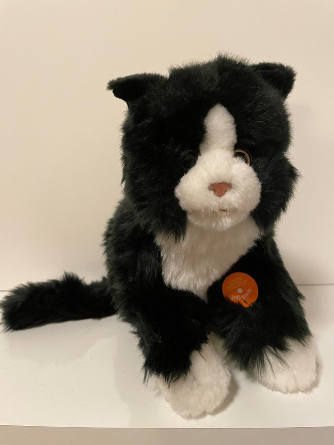 Svartvit katt Teddy Hermann Collection 24 cm lång 20 cm hög