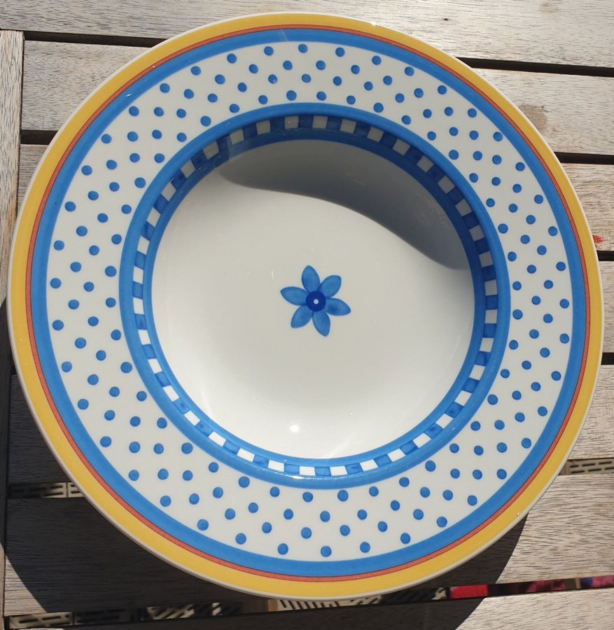 1st VILLEROY  BOCH Twist-Anná djup Dinner plate skål gul blå assiett tallrik