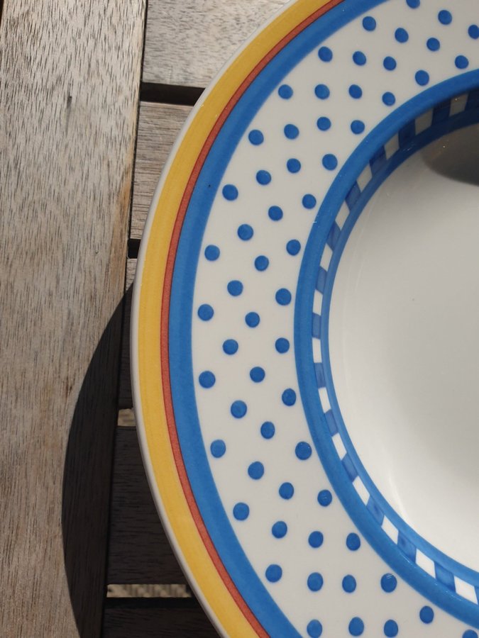 1st VILLEROY  BOCH Twist-Anná djup Dinner plate skål gul blå assiett tallrik