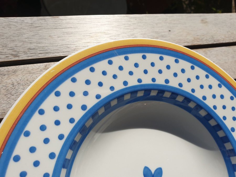 1st VILLEROY  BOCH Twist-Anná djup Dinner plate skål gul blå assiett tallrik