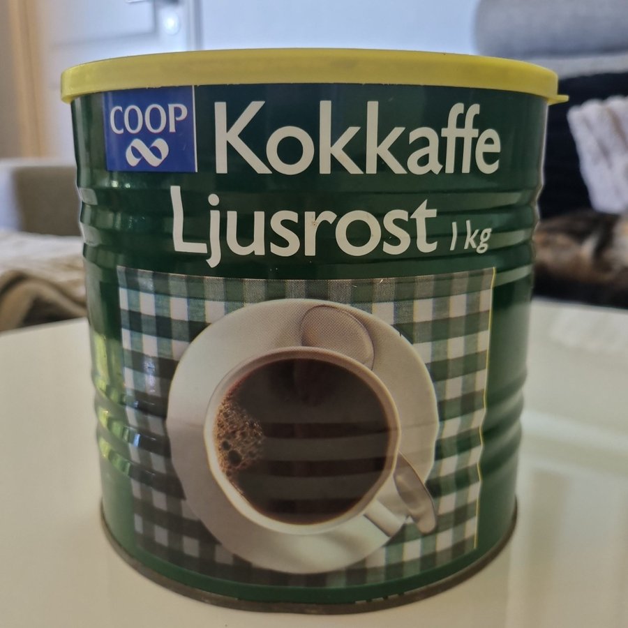 Retro kaffeplåtburk plåt burk reklam kaffe plåtburk coop domus konsum lock