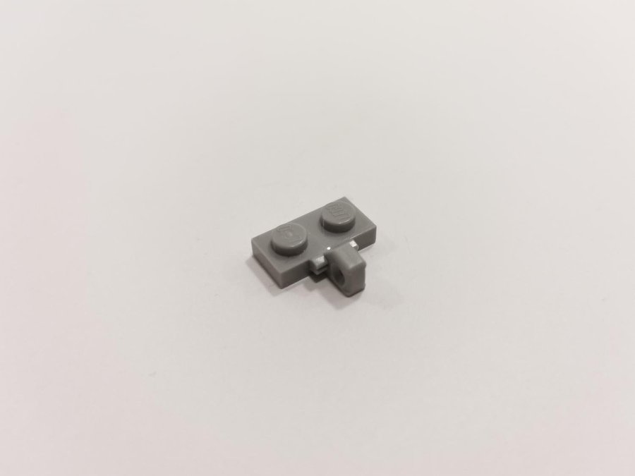 Lego - plate - modified - locking fingers - 1x2 - part 444567 - ljusgrå (bluish)