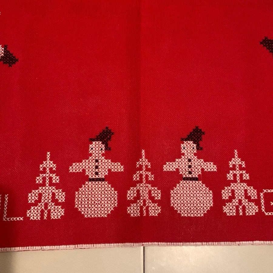 Julduk broderad i korsstygn Retro Vintage Snögubbe Snö