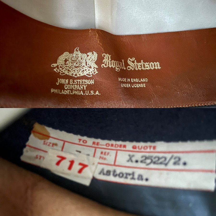 Vintage grå Stetson homburg hatt från sent 1940tal tidigt 1950tal 40tal/50tal