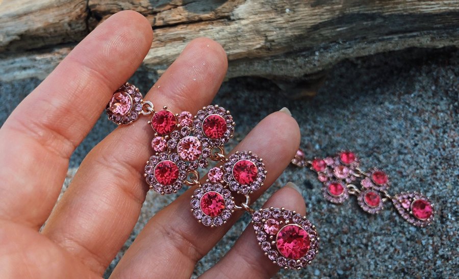 Lily and Rose (Set) - Kate Earrings, Sofia Bracelet and Aida Ring - Indian Pink