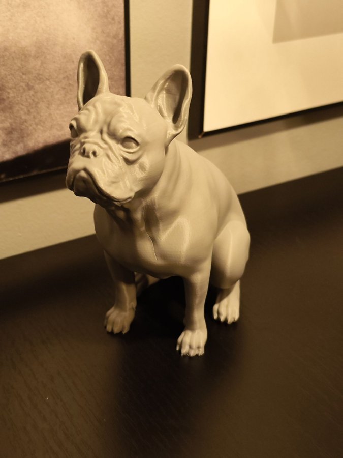 Fransk Bulldog Staty Grå