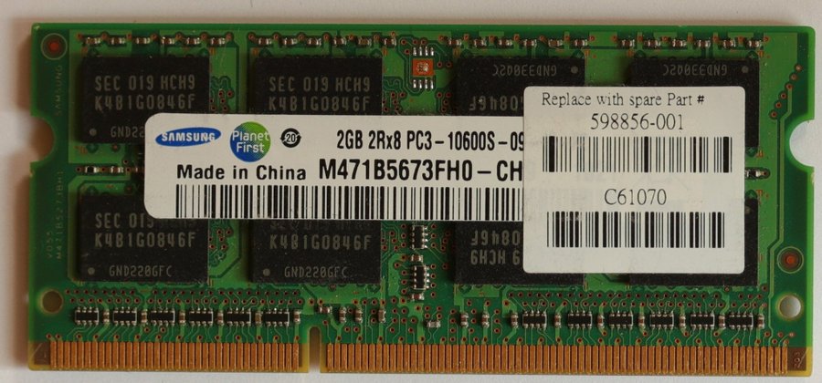 Samsung 2GB 2Rx8 PC3-10600S-09 M471B5673FHO - CH RAM