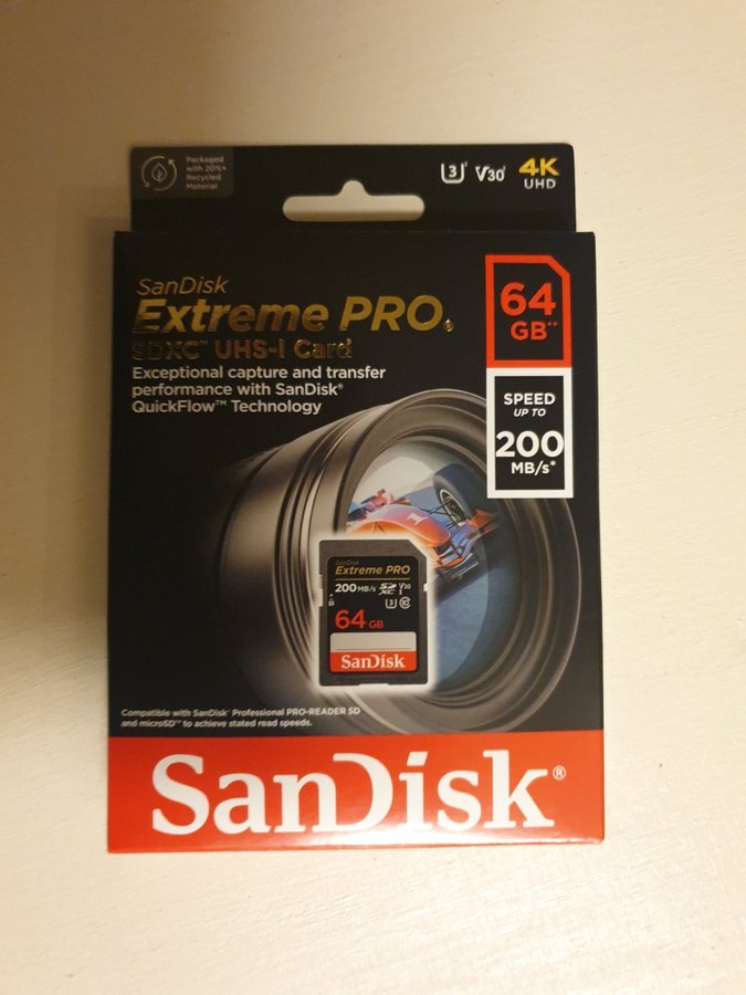 SanDisk Extreme Pro SDXC Class 10 UHS-I U3 V30 200/90MB/s 64GB