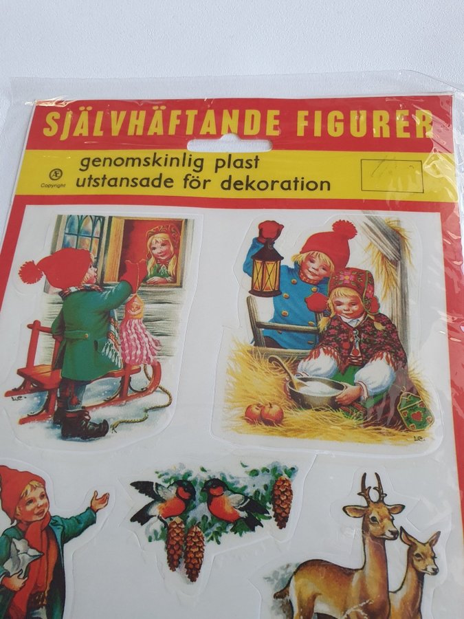 Julfigurer Självhäftande plast Jul vintage retro tomtar God Jul oöppnad