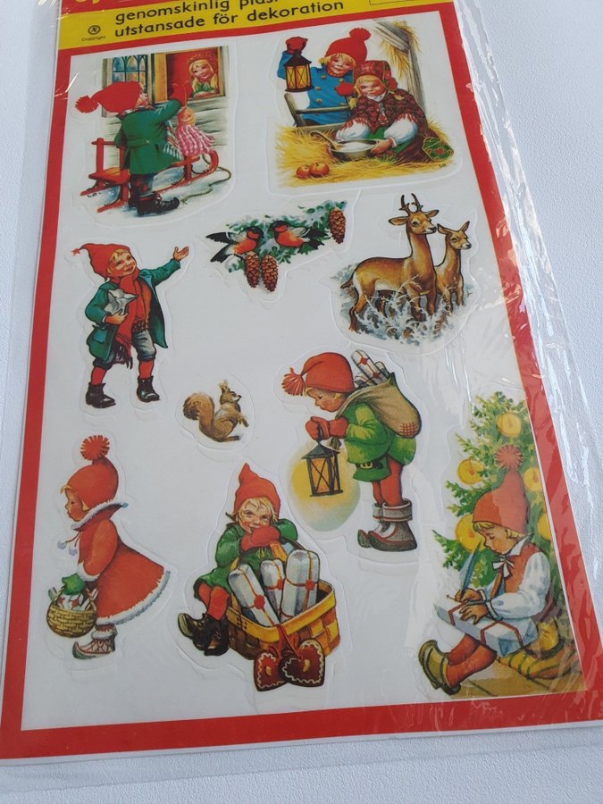 Julfigurer Självhäftande plast Jul vintage retro tomtar God Jul oöppnad