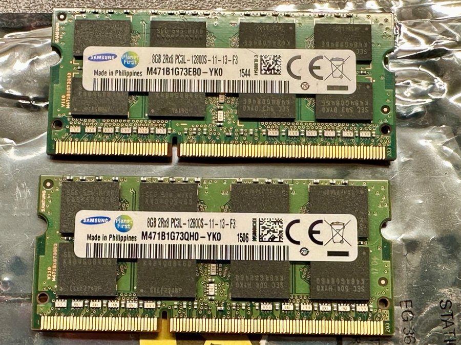 Ramminne Samsung 16GB (2x8gb) DDR3 1600Mhz PC3L-12800s SODIMM till bärbar