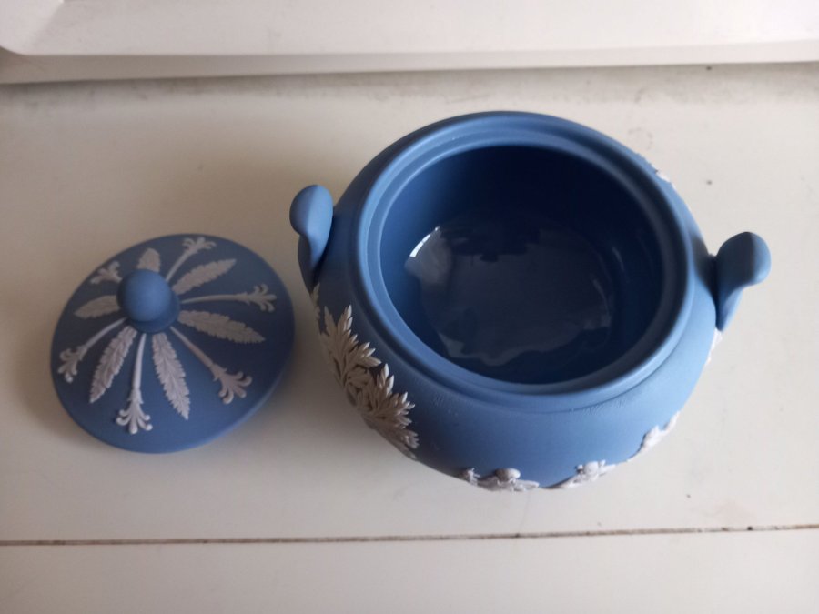 Vintage Wedgwood Jasperware Porcelain Lidded Sugar Bowl .