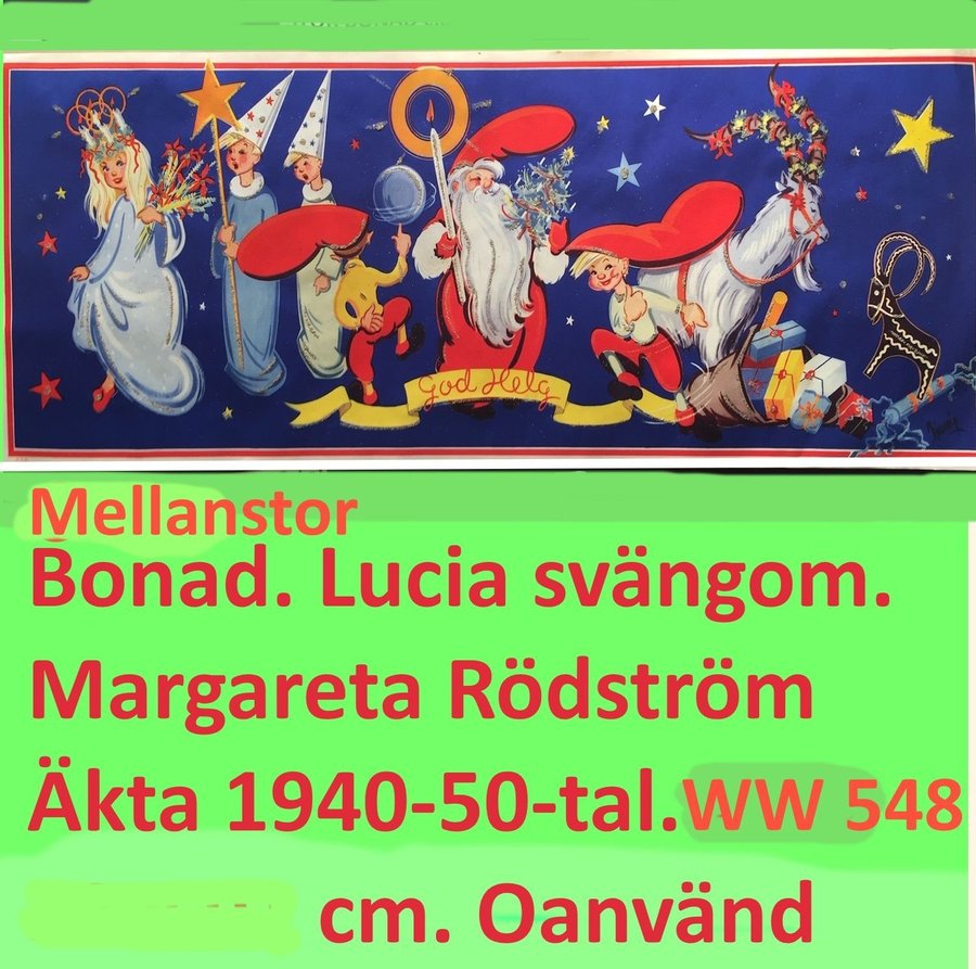 Margareta Rödström: Lucia-svängom. Mellanformat. 1940-50t. PappersBONAD 23x62cm