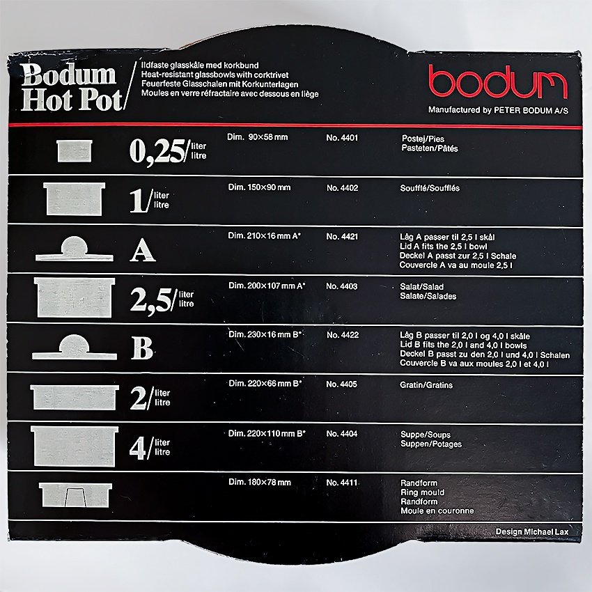 Bodum Hot Pot glasskål Danmark design Michael Lax etikettsign i orgin ask 1liter