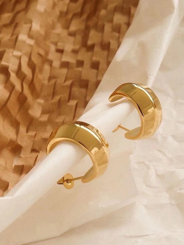 Chunky hoops i stål med 18k guld