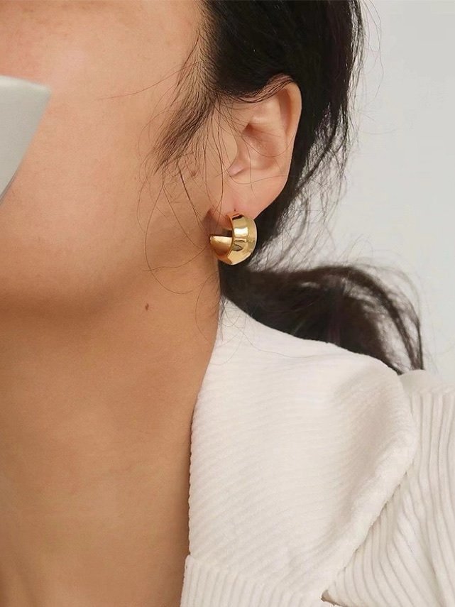 Chunky hoops i stål med 18k guld