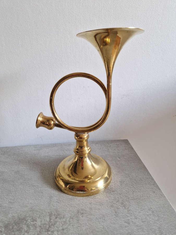 Ljusstake trumpet/horn i mässing Vintage